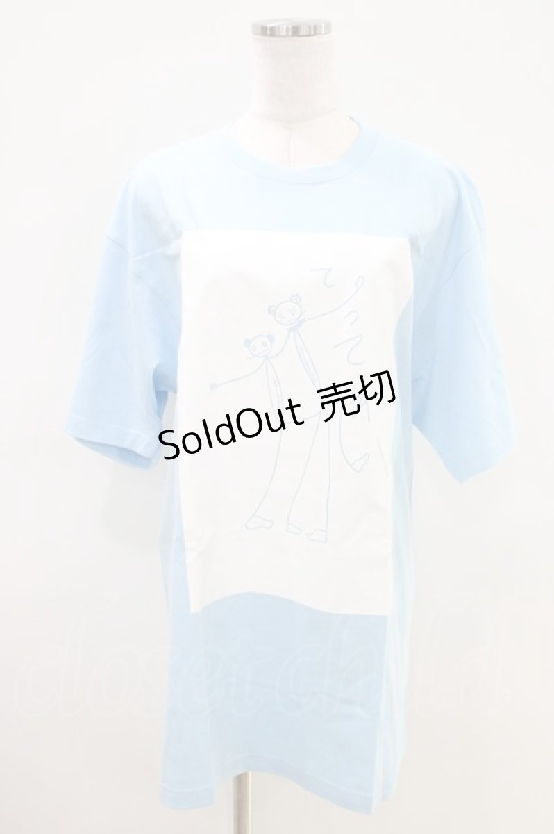 画像1: NieR Clothing / プリント半袖CUTSEW XL サックス H-26-04-09-1017-PU-TO-AK-ZH (1)