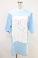 画像1: NieR Clothing / プリント半袖CUTSEW XL サックス H-26-04-09-1017-PU-TO-AK-ZH (1)