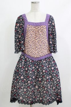 画像1: Candy Stripper / フラワーパッチワンピース  ネイビー H-26-04-10-024-PU-OP-KB-ZH