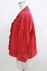 画像2: Jane Marple / フリルトリムデニムブルゾン  レッド H-26-04-10-028-JM-JA-KB-ZH (2)