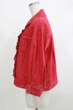画像2: Jane Marple / フリルトリムデニムブルゾン  レッド H-26-04-10-028-JM-JA-KB-ZH