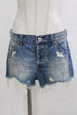 画像1: Candy Stripper / DAMAGE SHORT DENIM PANTS  ブルー H-26-04-10-029-PU-PA-KB-ZH
