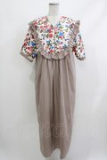merry jenny / フラワー切替ワンピース  モカ H-26-04-10-032-LO-OP-KB-ZH