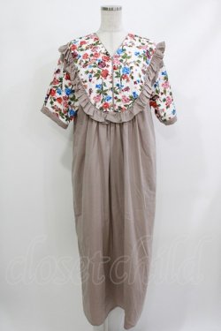 画像1: merry jenny / フラワー切替ワンピース  モカ H-26-04-10-032-LO-OP-KB-ZH