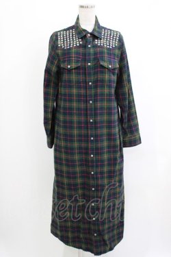画像1: Candy Stripper / STUDS CHECK ONE-PIECE  グリーン H-26-04-10-035-PU-OP-KB-ZH