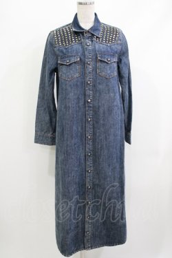 画像1: Candy Stripper / STUDS DENIM ONE-PIECE  ブルー H-26-04-10-036-PU-OP-KB-ZH