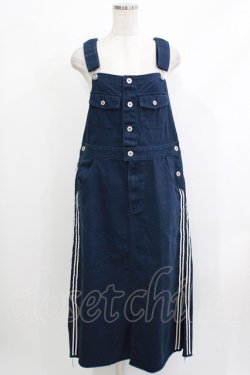 画像1: Candy Stripper / LINEDジャンパースカート  ブルー H-26-04-10-040-PU-OP-KB-ZH
