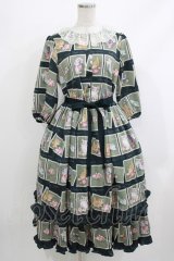 Emily Temple cute / Kitten Stamp Collectionロングワンピース  グリーン H-26-04-10-005-ET-OP-KB-ZH