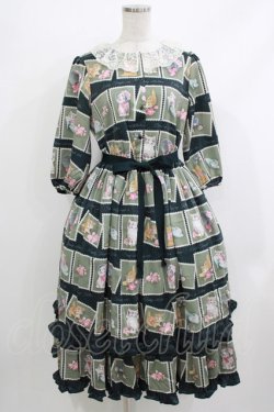 画像1: Emily Temple cute / Kitten Stamp Collectionロングワンピース  グリーン H-26-04-10-005-ET-OP-KB-ZH