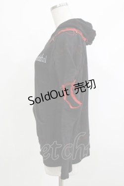 画像2: h.NAOTO / プリントダメージパーカー  黒 H-26-04-10-051-HN-TO-AK-ZH