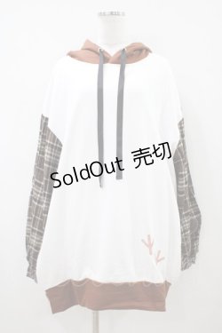 画像1: Favorite / チェック切替パーカー Free オフ/ブラウン H-26-04-10-1038-LO-TO-NS-ZH