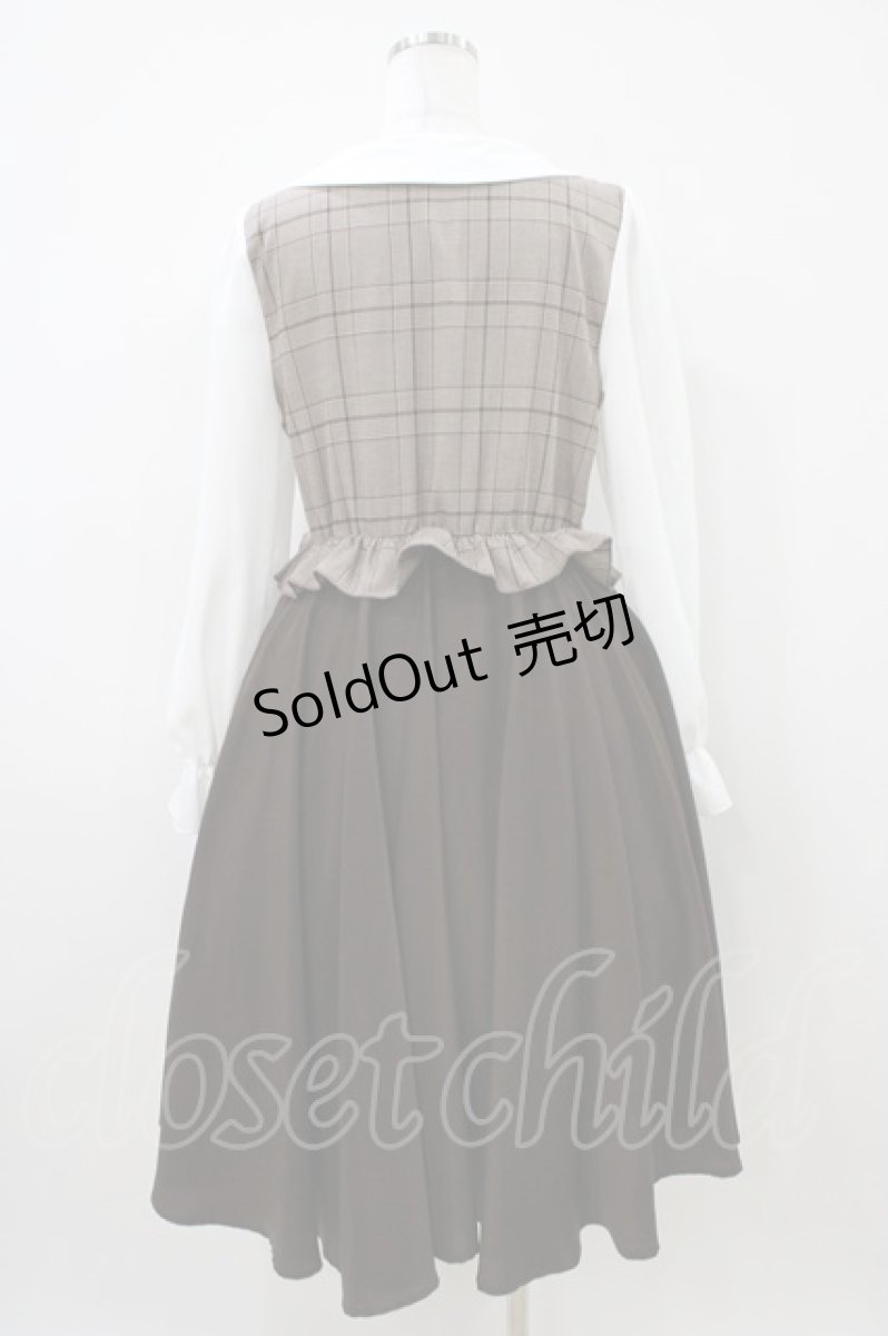 画像2: Favorite / レイヤードチェック×プリーツの個性派ロングワンピース M ブラウン H-26-04-10-1029-LO-OP-NS-ZH (2)