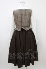 画像2: Favorite / レイヤードチェック×プリーツの個性派ロングワンピース M ブラウン H-26-04-10-1029-LO-OP-NS-ZH (2)