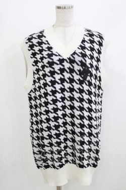 画像1: NieR Clothing / ニットベスト  千鳥柄（白×黒） H-26-04-10-053-PU-TO-KB-ZH