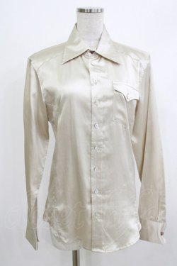 画像1: GADGET GROW / サテンロングスリーブブラウス  ベージュ H-26-04-10-057-GO-BL-KB-ZH