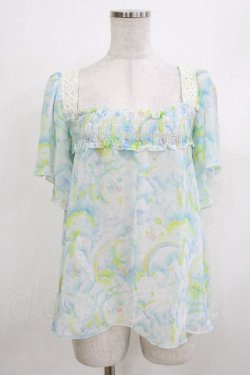 画像1: Candy Stripper / プリントシアートップス  サックス H-26-04-10-059-PU-TO-KB-ZH