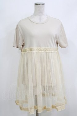 画像1: merry jenny / チュールレイヤードTシャツ  ベージュ H-26-04-10-062-LO-TO-KB-ZH
