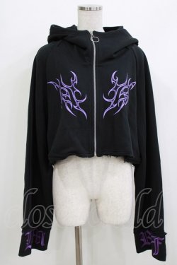 画像1: REFLEM / クロップスタンドジップアップパーカー  ブラック H-26-04-10-064-PU-TO-KB-ZH