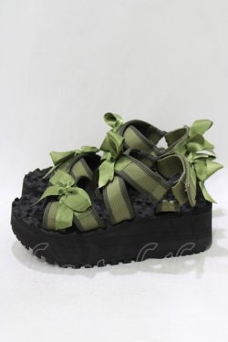 画像2: merry jenny / クロスリボンベルクロサンダル M カーキ H-26-04-10-077-LO-SH-KB-ZH