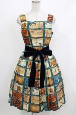画像1: Jane Marple / ブリティッシュチョコレートバースクエアドレス  ピーコックブルー H-26-04-10-009-JM-SK-KB-ZH (1)