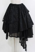 h.naoto Blood / 異素材レイヤードアシメスカート  黒 H-26-04-10-013-HN-SK-AK-ZH