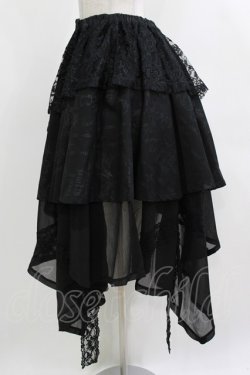 画像2: h.naoto Blood / 異素材レイヤードアシメスカート  黒 H-26-04-10-013-HN-SK-AK-ZH