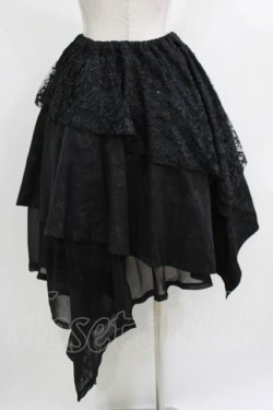 画像3: h.naoto Blood / 異素材レイヤードアシメスカート  黒 H-26-04-10-013-HN-SK-AK-ZH
