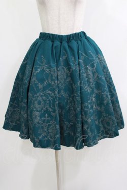 画像1: Ozz Croce / プリントギャザースカート  グリーン×グレーチュール H-26-04-10-014-OO-SK-KB-ZH