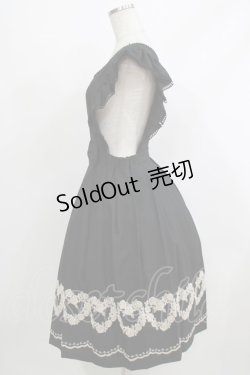 画像2: Leur Getter / フラワーハート刺繍エプロンワンピース  ブラック H-26-04-10-002-LU-OP-KB-ZH