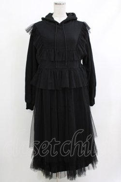 画像1: Candy Stripper / TULLE LAYERED ONE-PIECE  ブラック H-26-04-10-016-PU-OP-KB-ZH