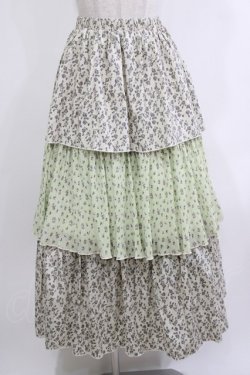 画像1: merry jenny / floralティアードスカート  グリーン H-26-04-10-022-LO-SK-KB-ZH