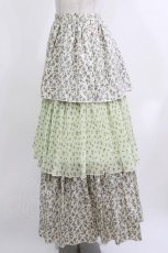 画像2: merry jenny / floralティアードスカート  グリーン H-26-04-10-022-LO-SK-KB-ZH (2)