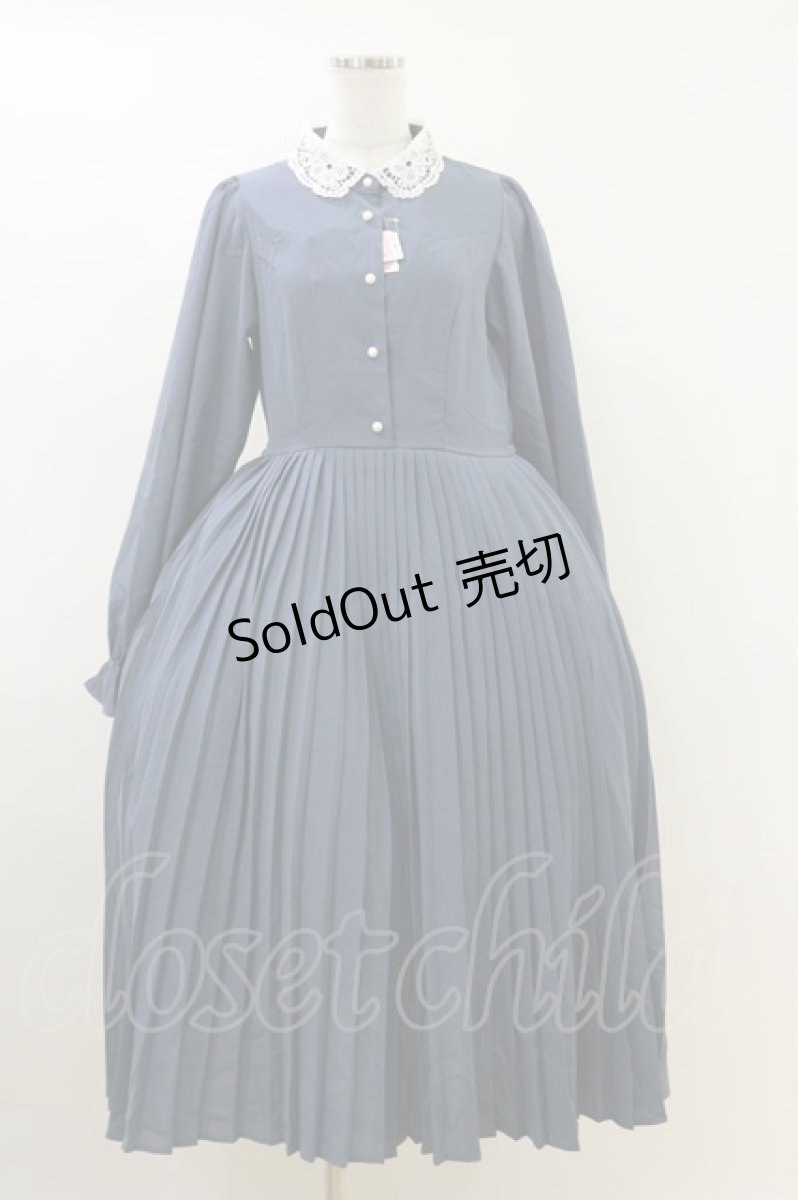 画像1: m petit by misako / AM*レースエリプリーツワンピース L ブルー H-26-04-11-040-LO-OP-NS-ZH (1)