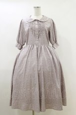 画像1: m petit by misako / MSKストライプフレアワンピース L ピンク H-26-04-11-041-LO-OP-NS-ZH (1)