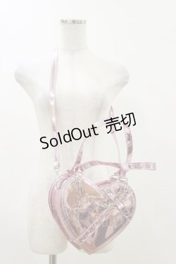 画像1: PuppetBombs / QP6 クロス×ハート2wayバッグ 横21cm 縦18cm 幅7cm ショルダー紐120cm ハンド紐26cm ピンク H-26-04-11-006-LO-BG-NS-ZH