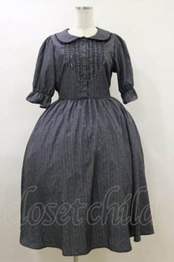 画像1: m petit by misako / MSKストライプフレアワンピース L グレー H-26-04-11-051-LO-OP-NS-ZH