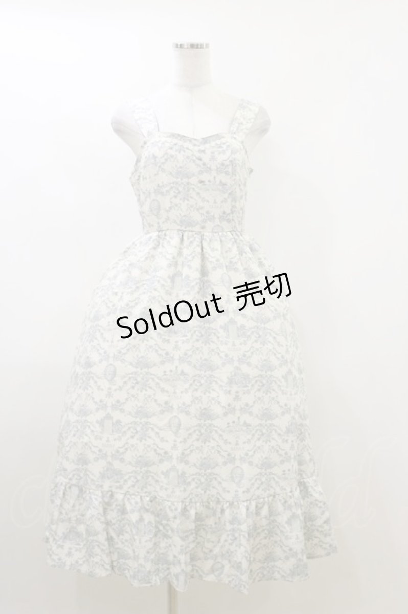 画像1: m petit by misako / MSKトワルドジュイジャンパースカート L オフ/ブルー H-26-04-11-069-LO-SK-NS-ZH (1)