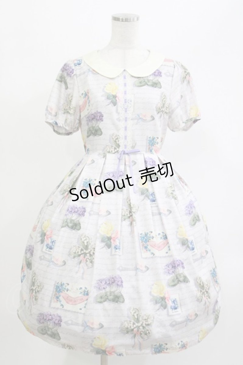 画像1: Leur Getter / Flower Card袖付ワンピース M グレー H-26-04-11-1001-LU-OP-KB-ZH (1)