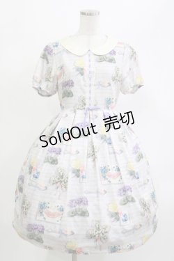 画像1: Leur Getter / Flower Card袖付ワンピース M グレー H-26-04-11-1001-LU-OP-KB-ZH