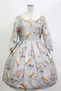 画像1: Leur Getter / Squirrel & Rabbit袖付ワンピース M サックス H-26-04-11-1004-LU-OP-KB-ZH
