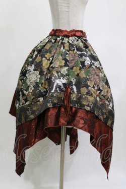 画像2: Qutie Frash / 和柄アシメスカート  ブラック×ブラウン H-26-04-11-1007-QU-SK-KB-ZH