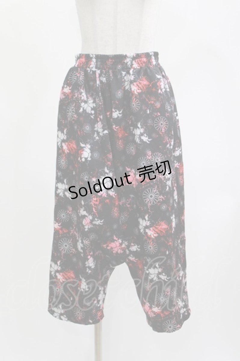 画像1: NieR Clothing / サルエルパンツ  和柄九尾/黒 H-26-04-11-1010-PU-PA-KB-ZH (1)