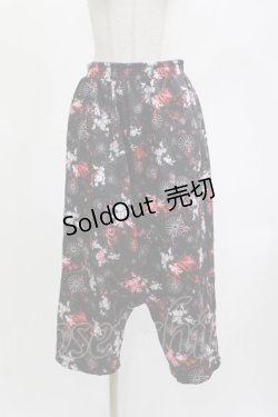 画像1: NieR Clothing / サルエルパンツ  和柄九尾/黒 H-26-04-11-1010-PU-PA-KB-ZH