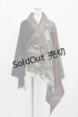 Qutie Frash / アシメ着物カーデ  ブラック×ブラウン×グリーン H-26-04-11-1017-QU-TO-KB-ZH