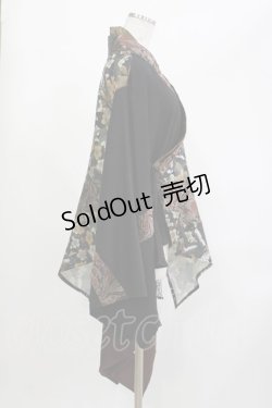 画像2: Qutie Frash / アシメ着物カーデ  ブラック×ブラウン×グリーン H-26-04-11-1017-QU-TO-KB-ZH