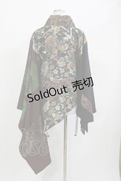 画像3: Qutie Frash / アシメ着物カーデ  ブラック×ブラウン×グリーン H-26-04-11-1017-QU-TO-KB-ZH