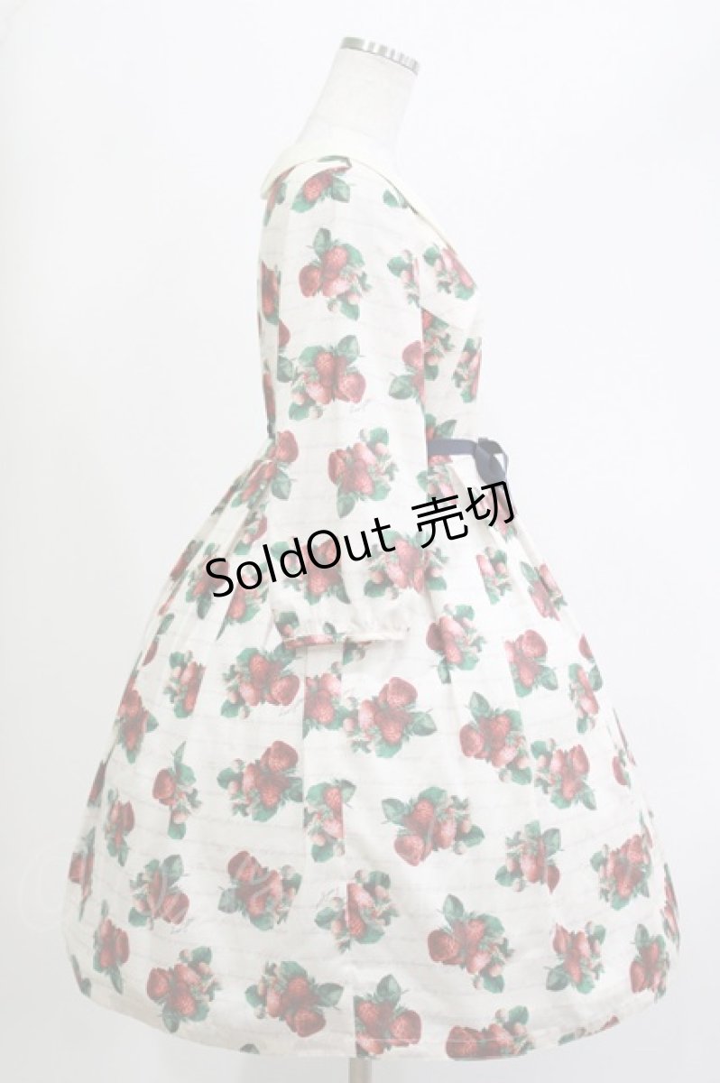 画像2: Leur Getter / Sweet Strawberry袖付きワンピース  オフ白 H-26-04-11-1003-LU-OP-KB-ZH (2)