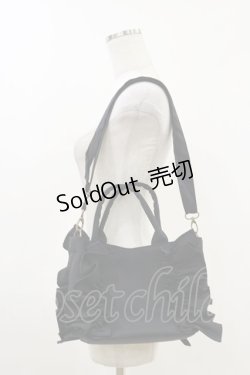 画像1: 尾州ロリィタ / 尾州のおリボンFRILLバッグ  ブラック H-26-04-11-011-LO-BG-NS-ZH