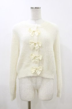 画像1: m petit by misako / NINA'Sコラボリボンニットカーディガン M アイボリー H-26-04-11-019-LO-TO-NS-ZH