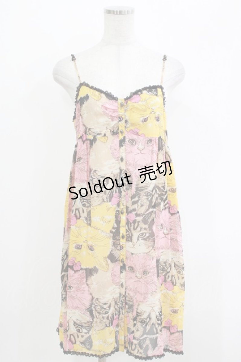 画像1: HYSTERIC GLAMOUR / キャットプリントキャミワンピース  MIXカラー H-26-04-12-026-PU-OP-KB-ZH (1)